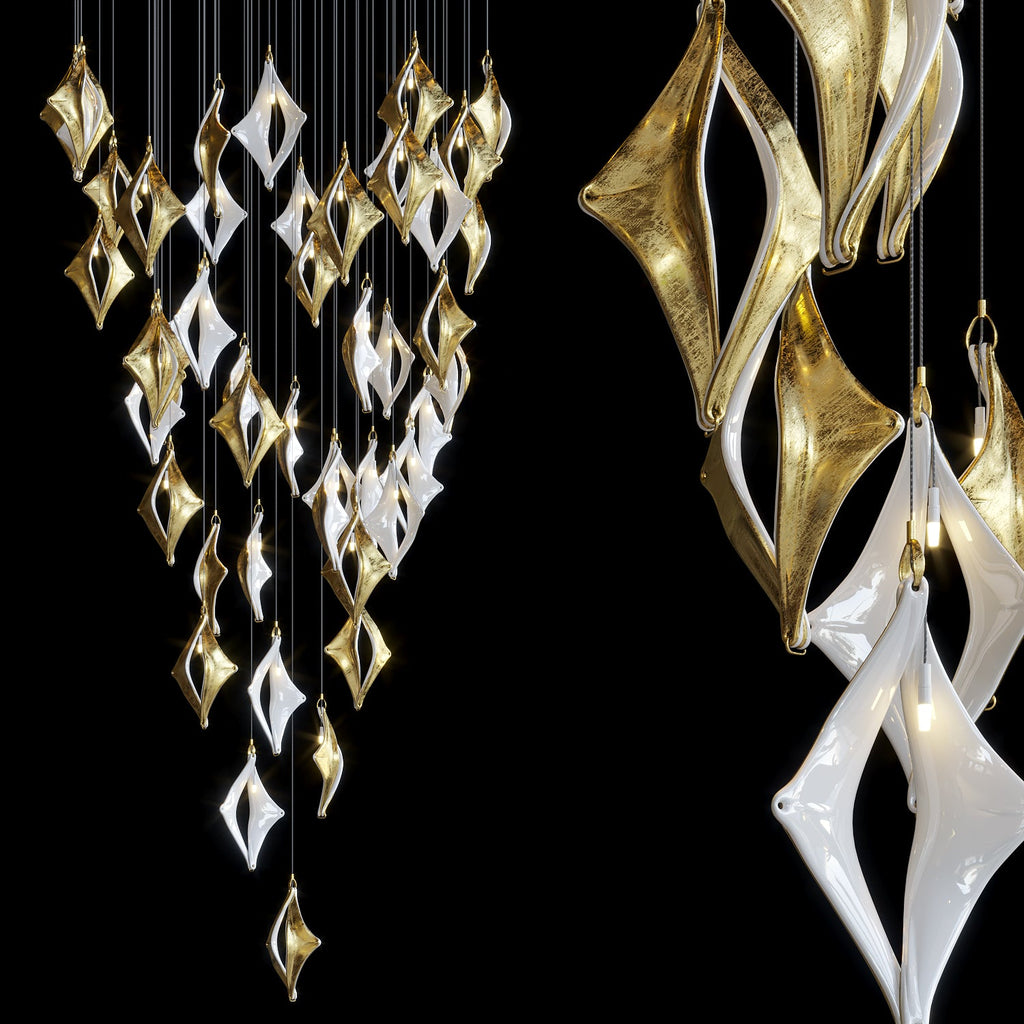Black Gold Diamond Cascade Chandelier