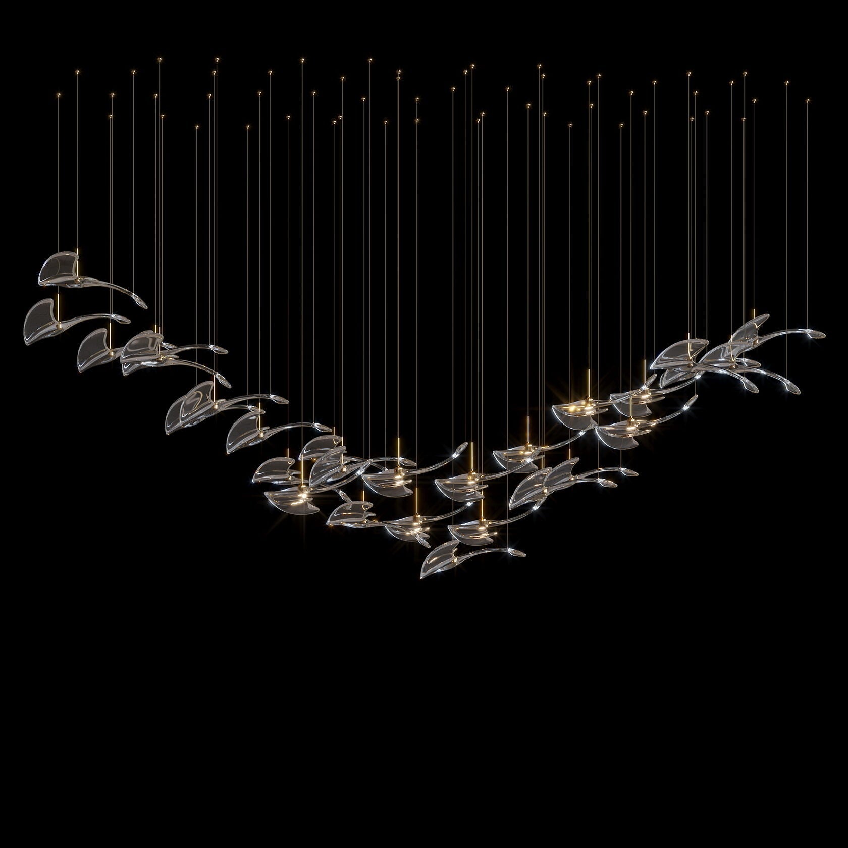Glass Swallow Flight Chandelier