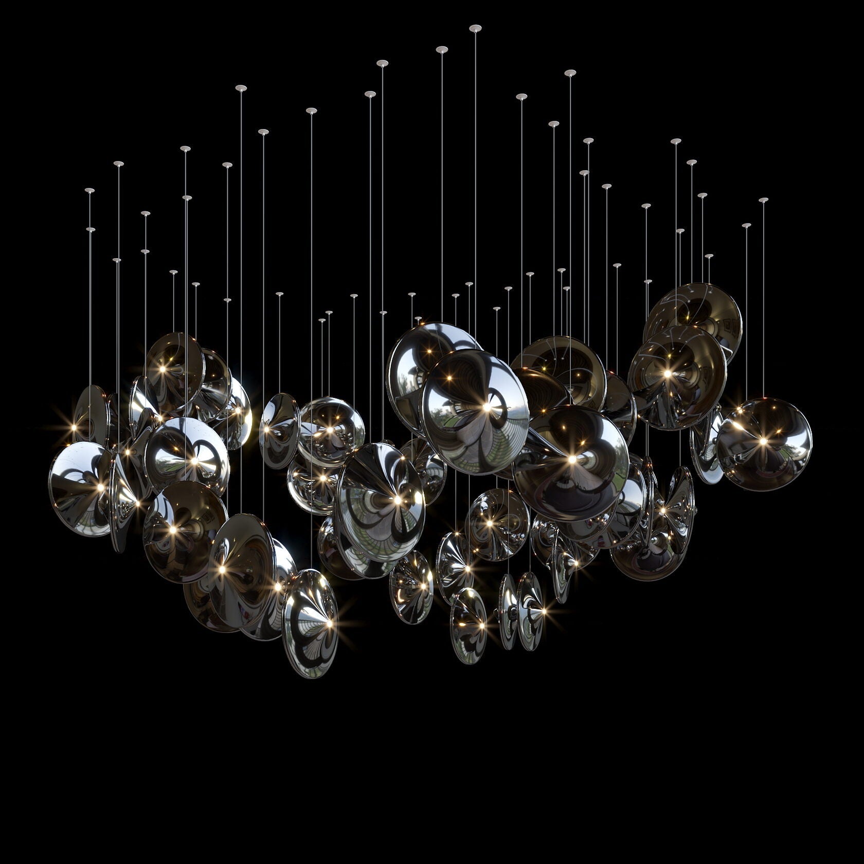 Smoke Glass Disc Cluster Chandelier