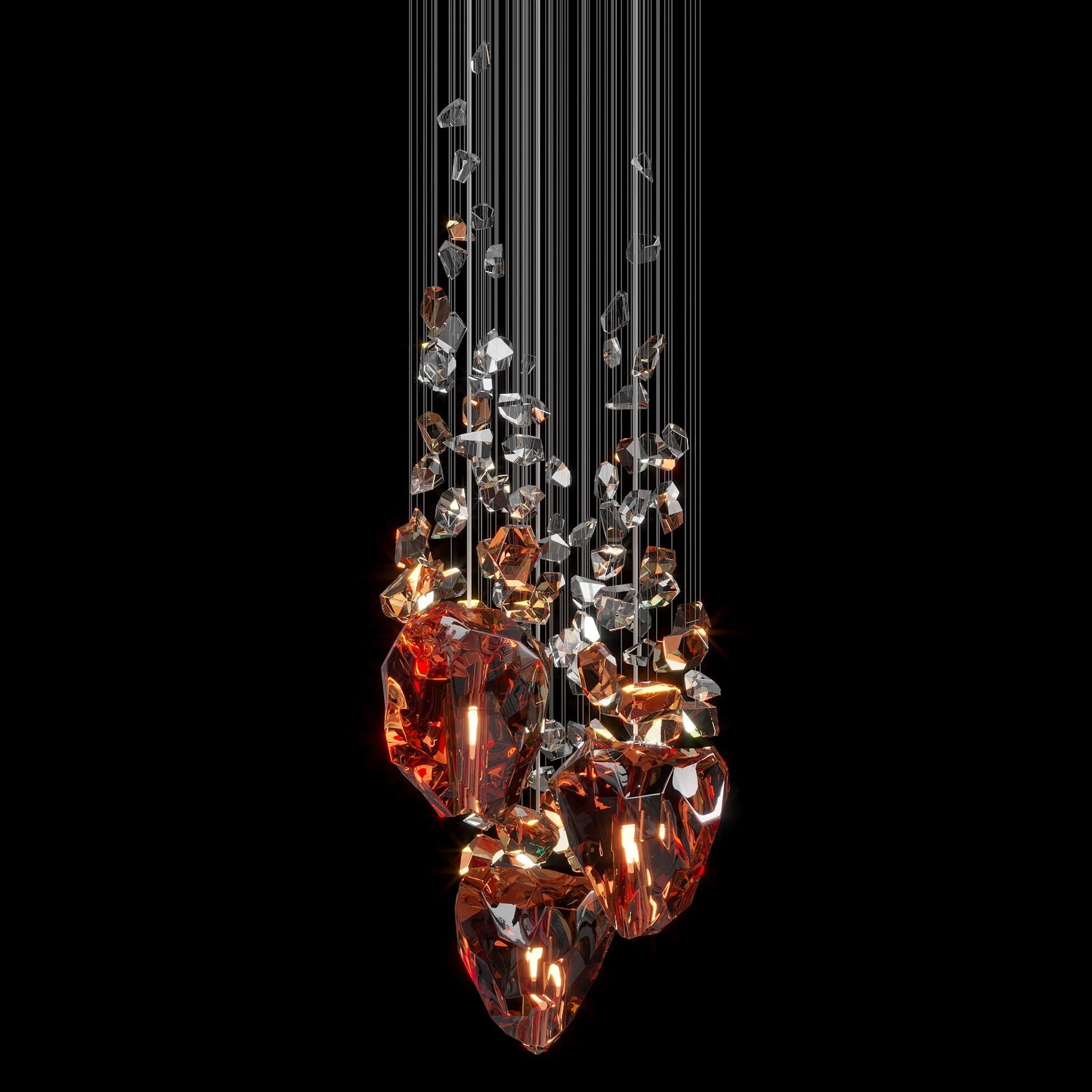 Crimson Crystal Geyser Chandelier