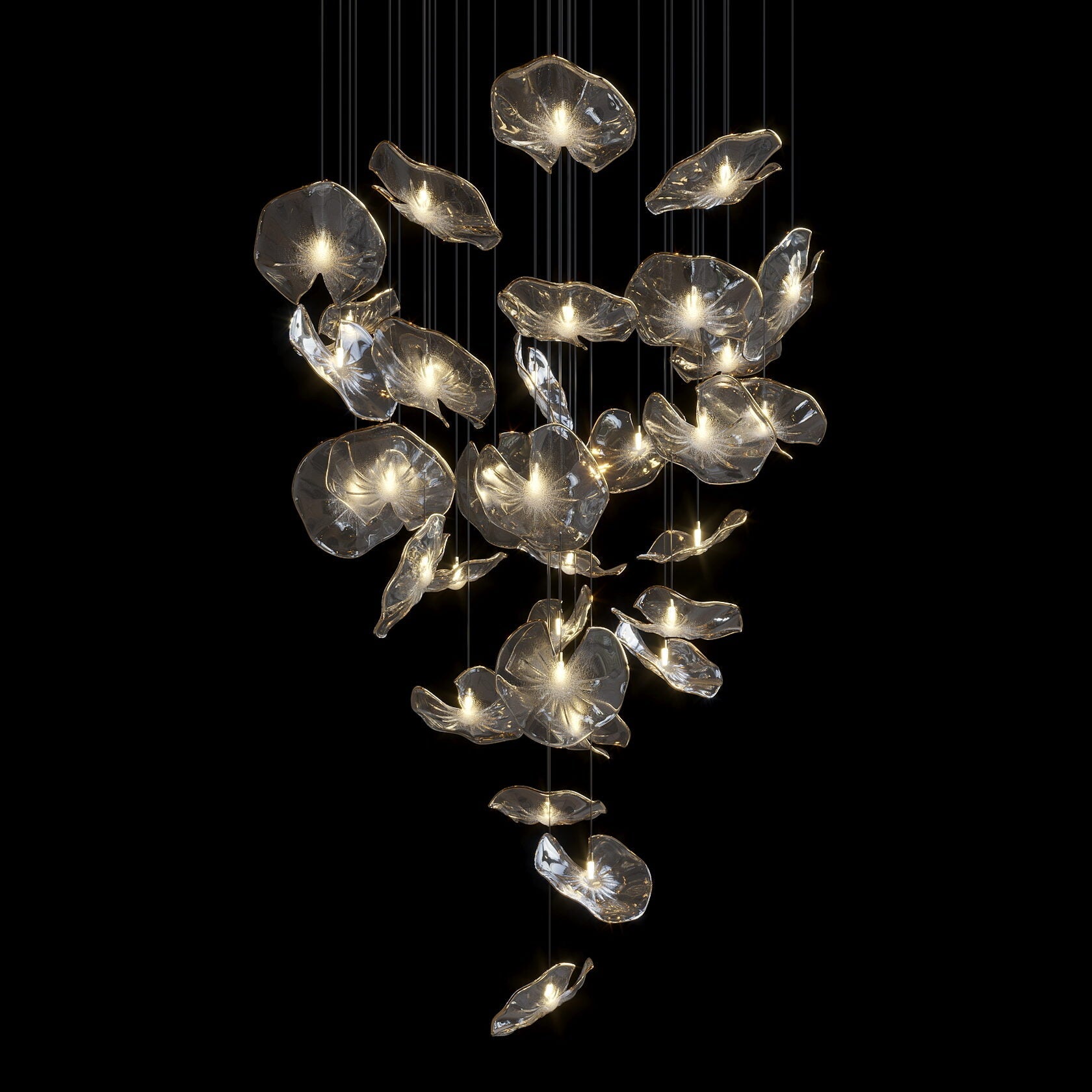 Smoke Glass Lily Cluster Chandelier