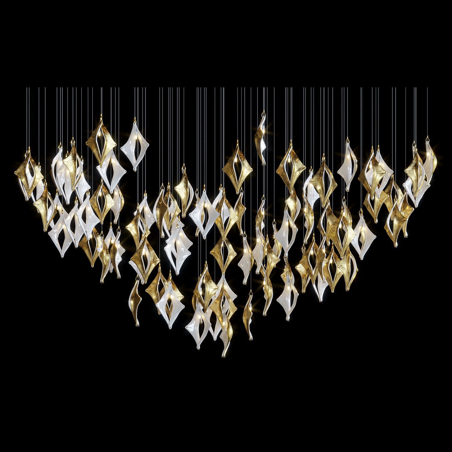 Black Gold Diamond Cascade Chandelier