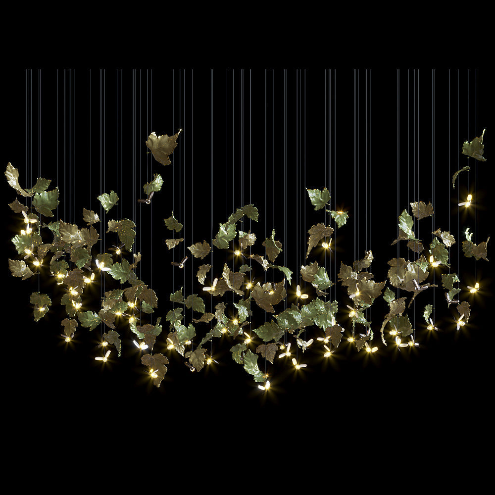 Smoke Amber Flame Rain Chandelier