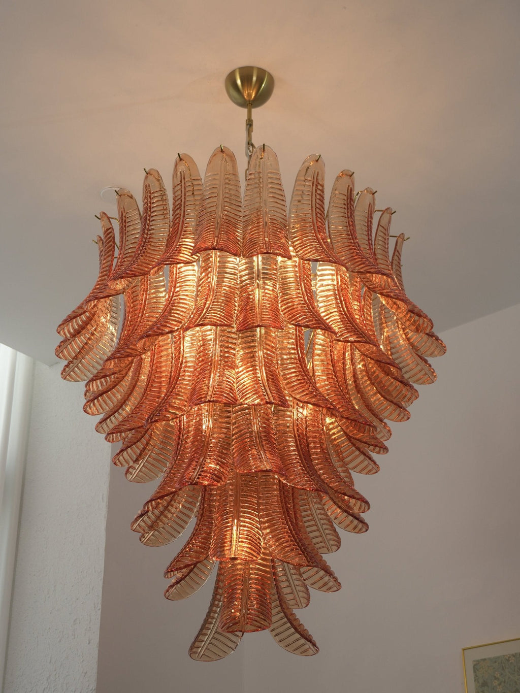 Amber Leaf Cascade Chandelier Glass lighting by Bling Lighting Studio