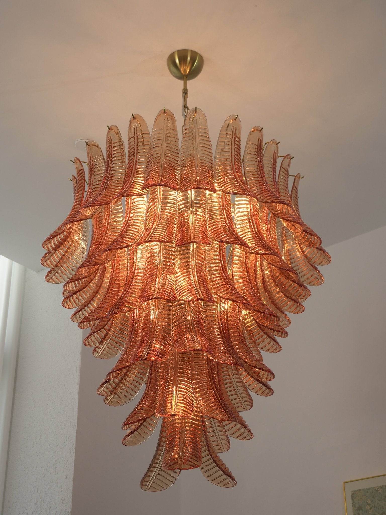 Amber Leaf Cascade Chandelier Glass lighting by Bling Lighting Studio