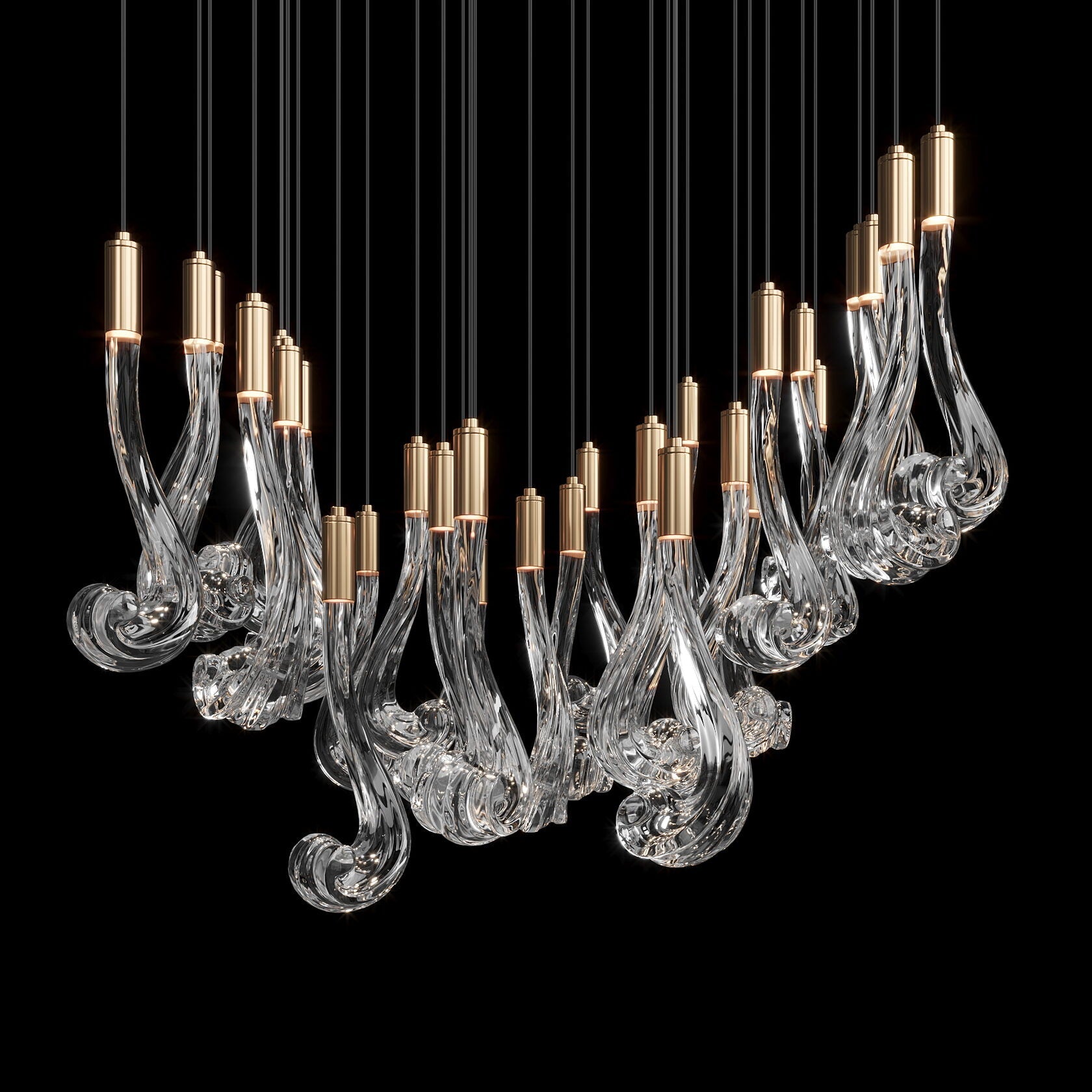 Crystal Scroll Cascade Chandelier