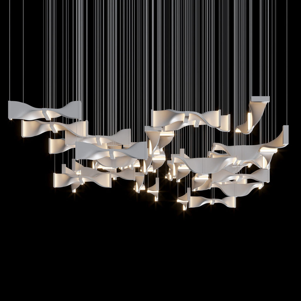 White Ribbon Wave Chandelier