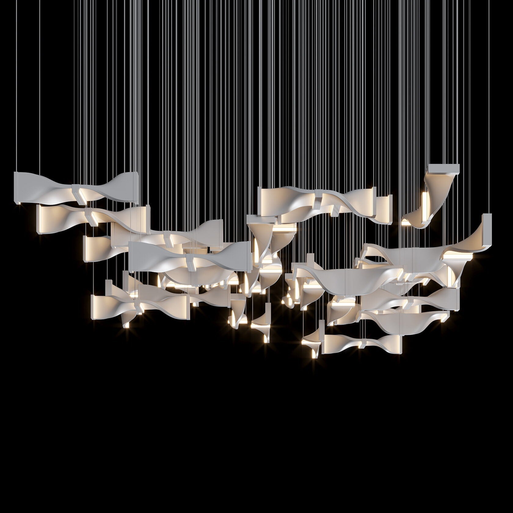 White Ribbon Wave Chandelier