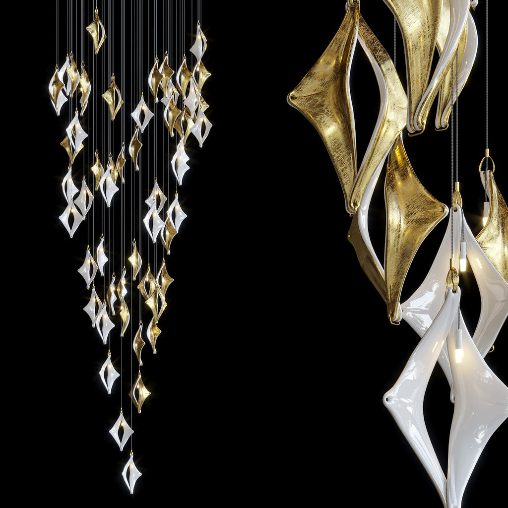 Black Gold Diamond Cascade Chandelier