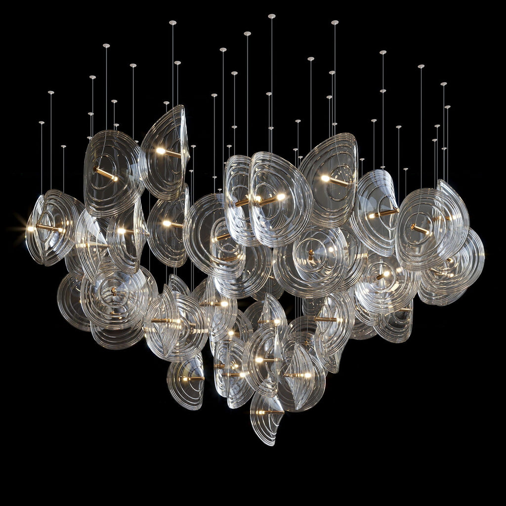 Clear Ripple Disc Cluster Chandelier
