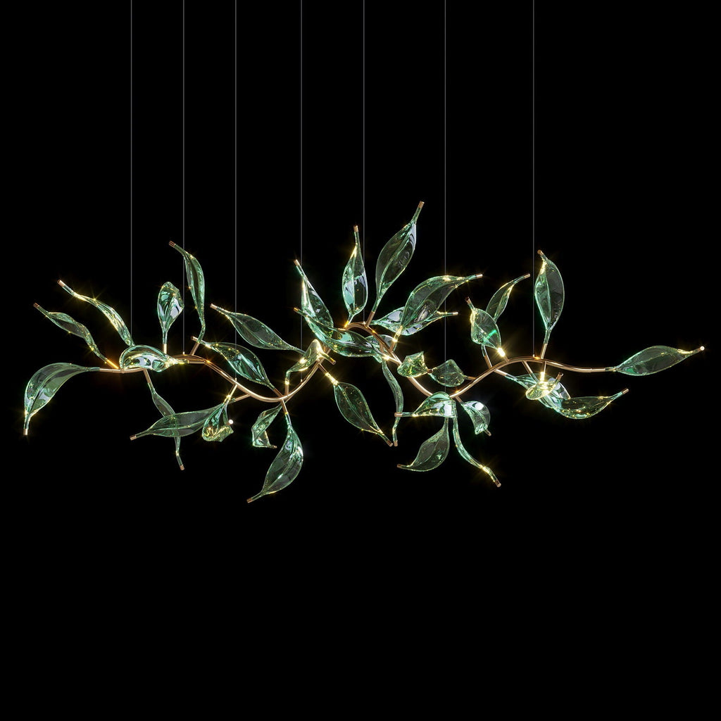 Green Glass Leaf Vine Chandelier