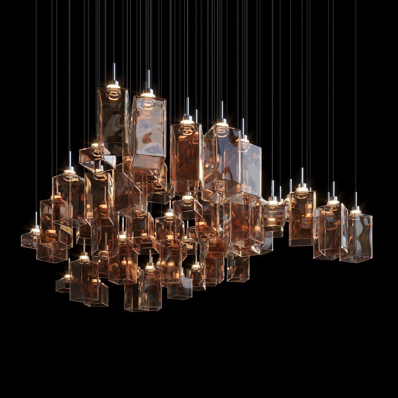 Amber Block Cascade Chandelier