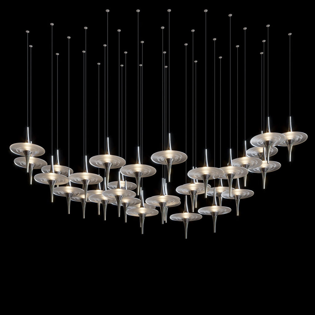 Ivory Saucer Orbit Chandelier
