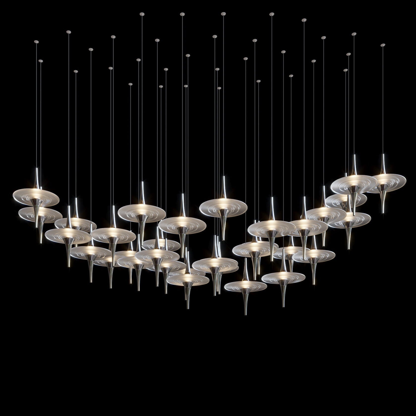 Ivory Saucer Orbit Chandelier