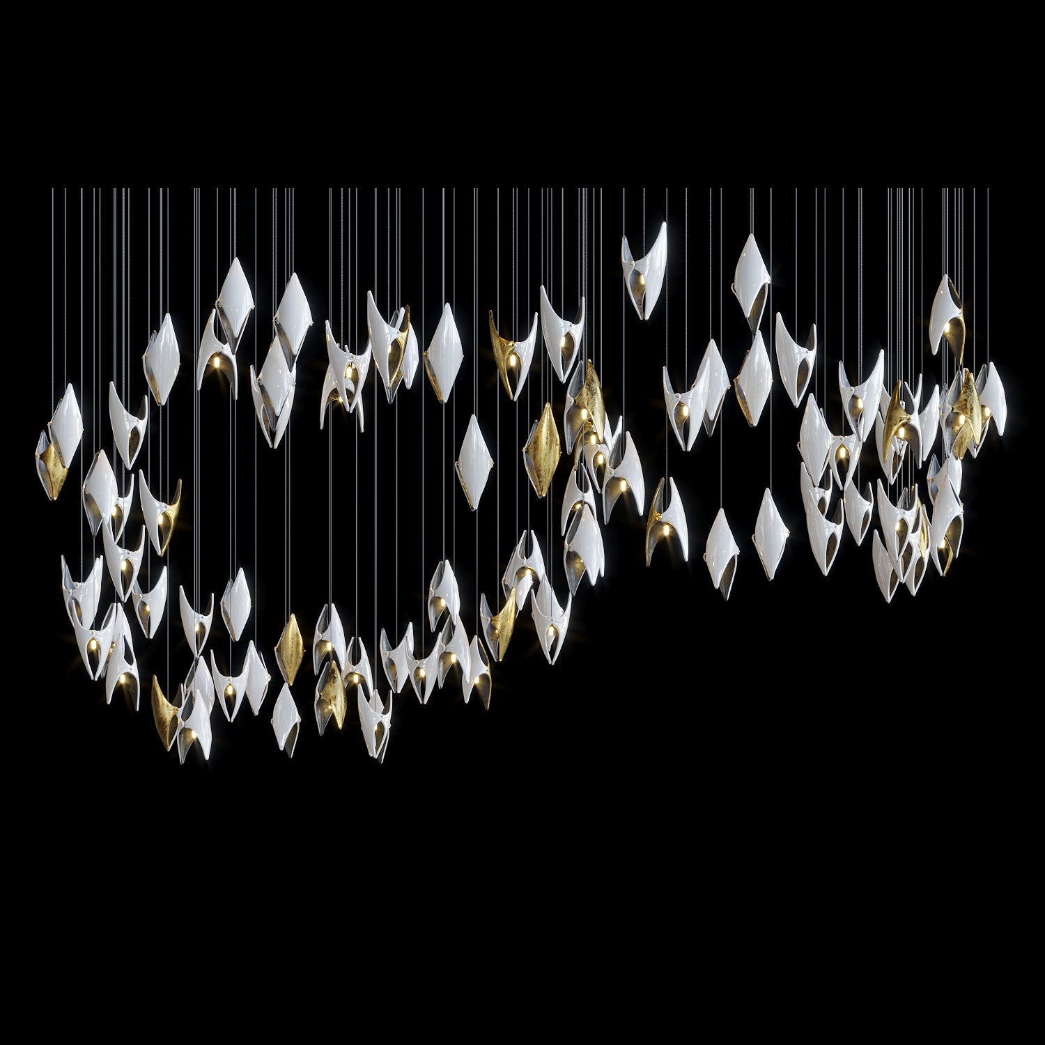 White Gold Diamond Cascade Chandelier