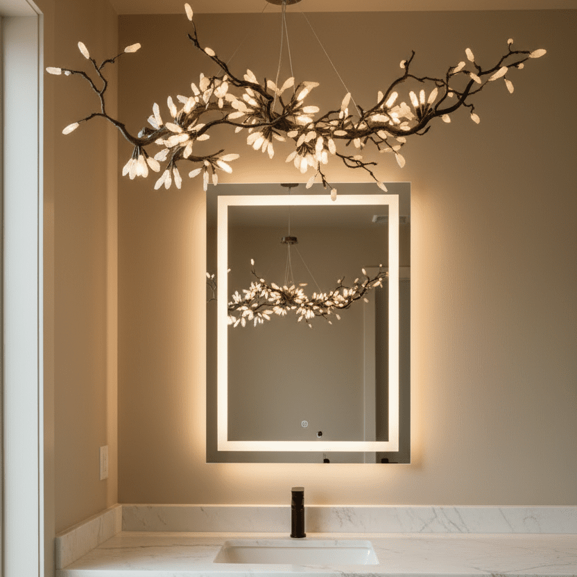 Selenite Crystal Blossom Branching Tree Chandelier by Bling Lighting Studio