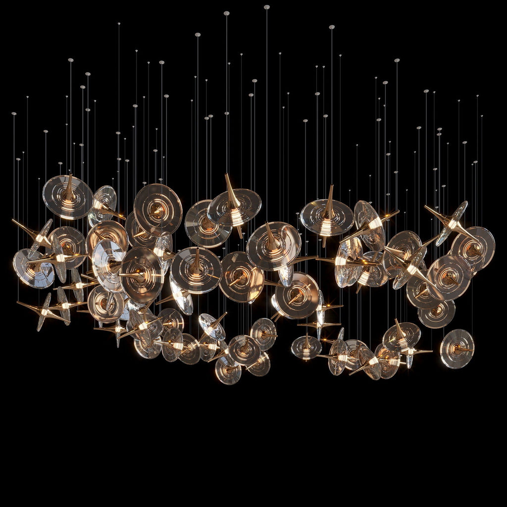 Smoke Disc Orbit Chandelier