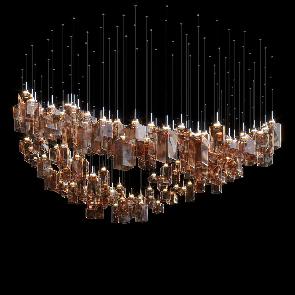 Amber Block Cascade Chandelier