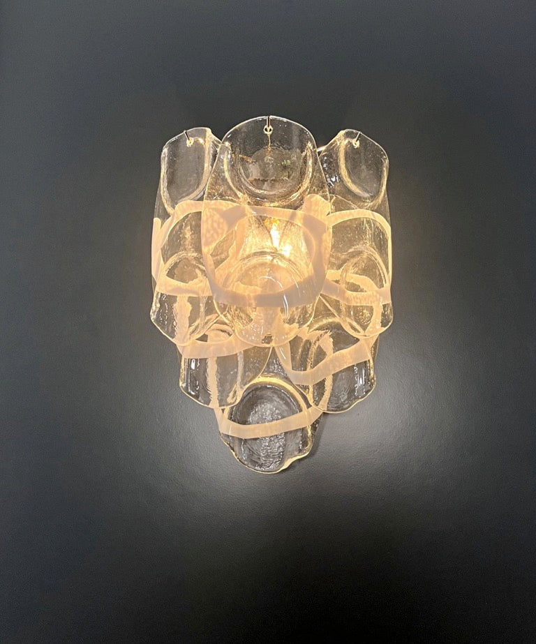 Murano Wall Lamp | 6 White Crostoli Glass | Set of 2