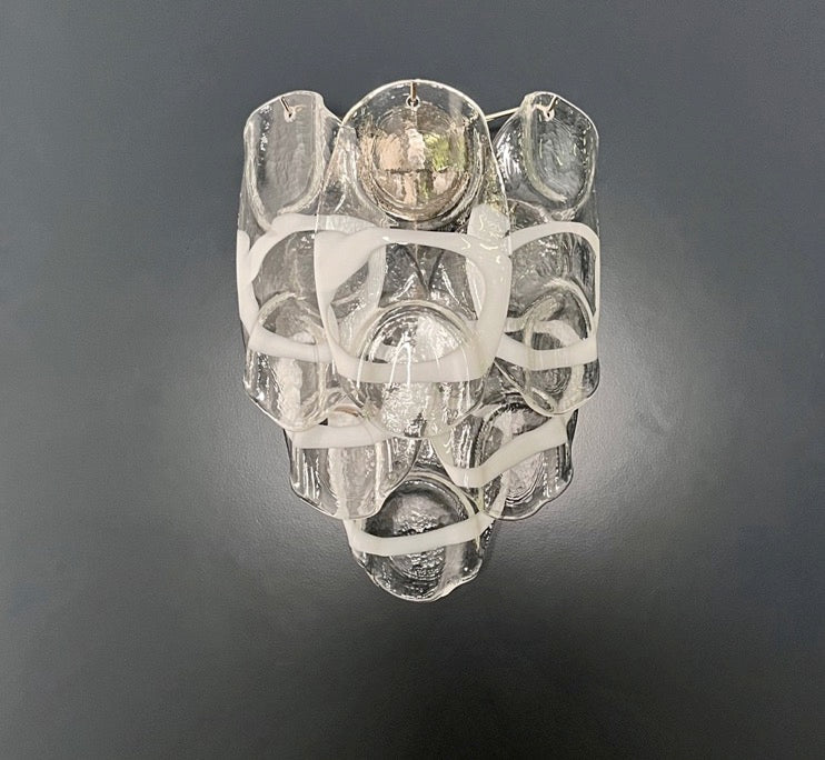 Murano Wall Lamp | 6 White Crostoli Glass | Set of 2