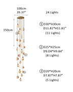 Postmodern LED Spanish Marble Chandelier Lamp in Brass for staircase by Bling Lighting Studio