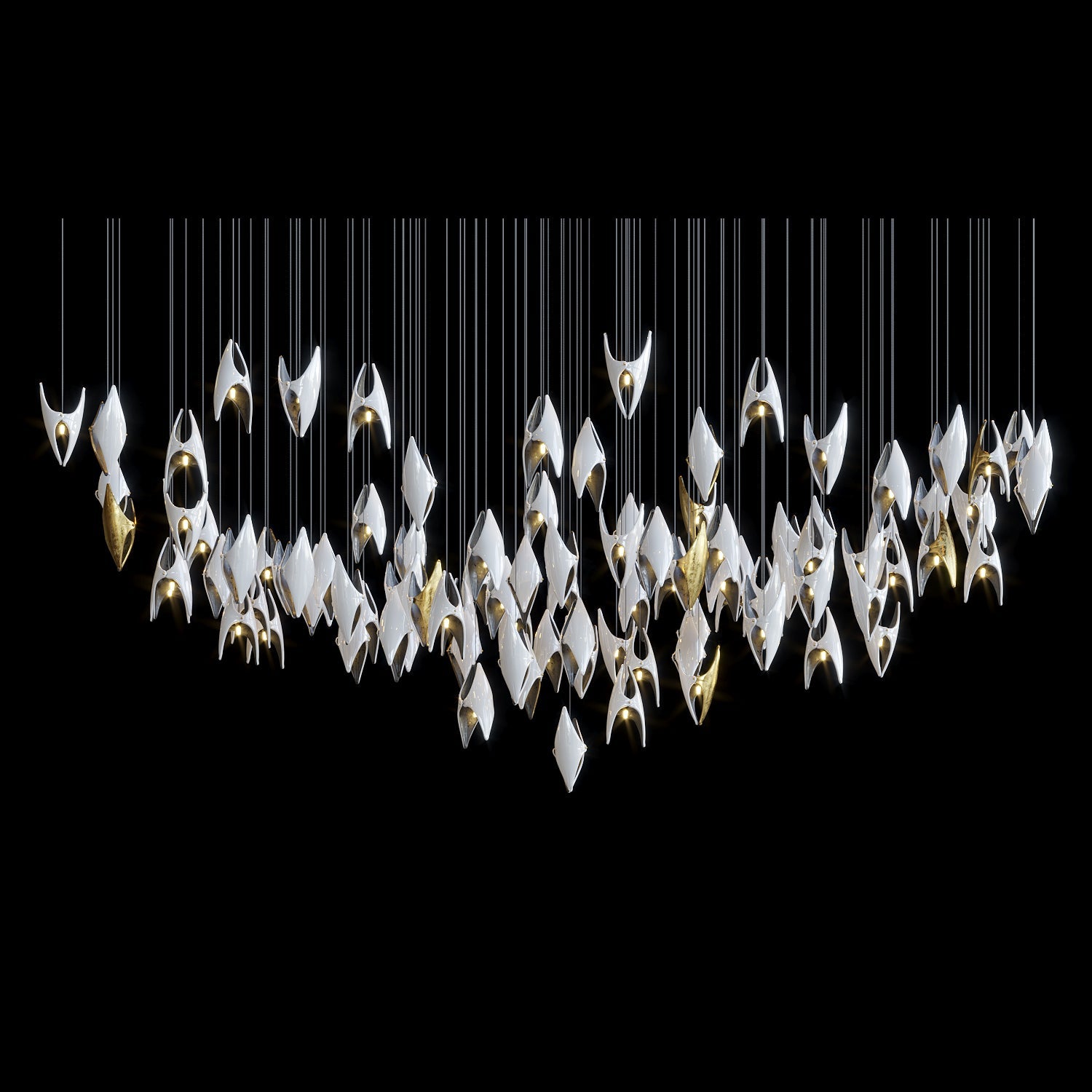 White Gold Diamond Cascade Chandelier