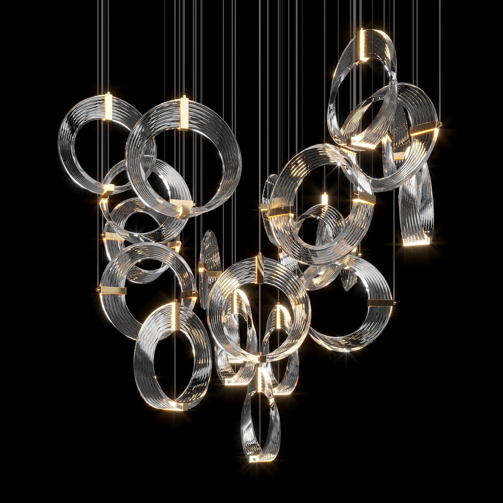 Crystal Crescent Cascade Chandelier