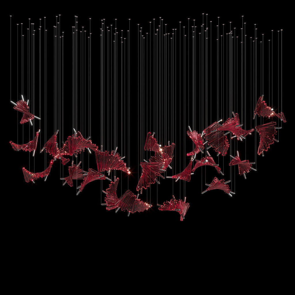 Crimson Fan Wave Chandelier