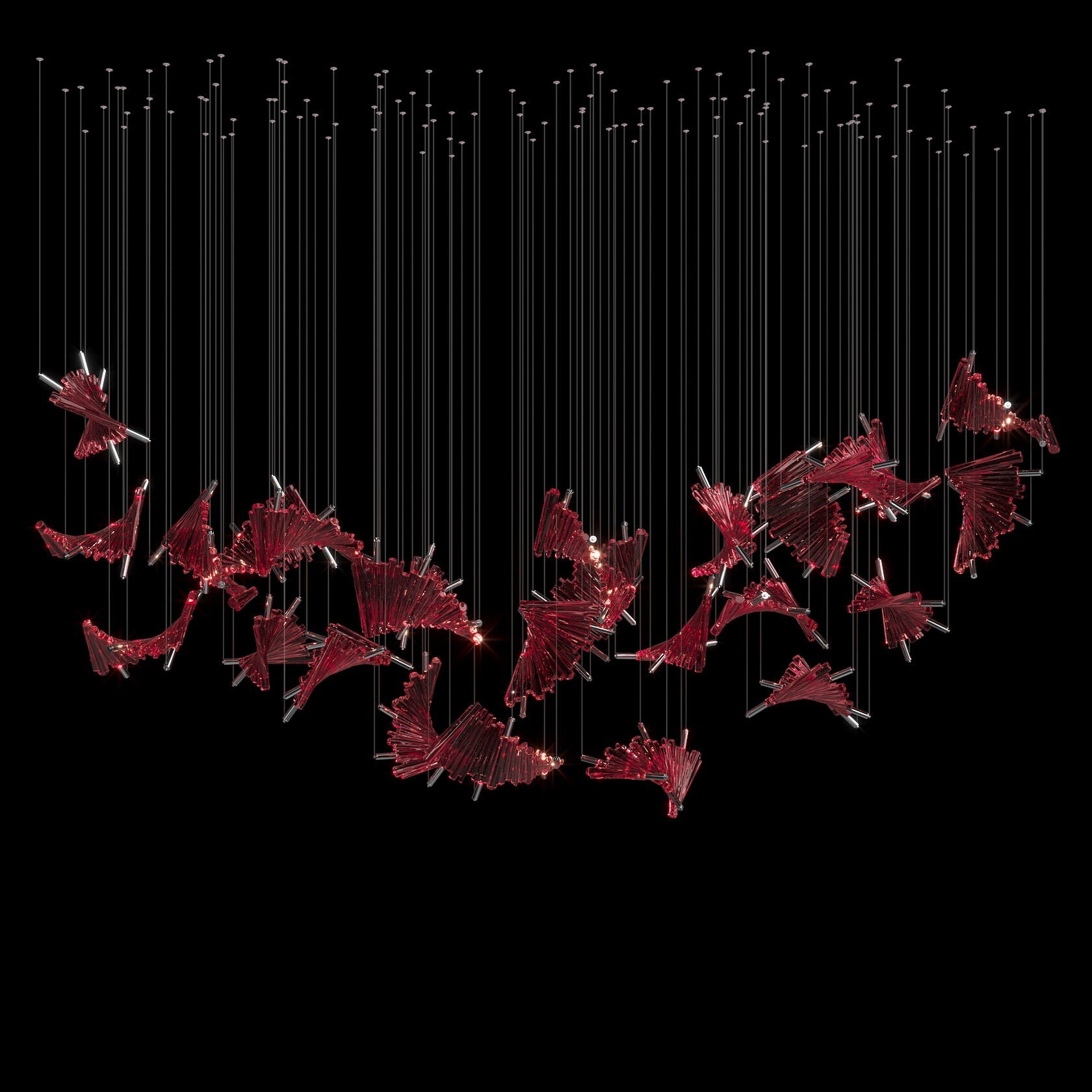 Crimson Fan Wave Chandelier