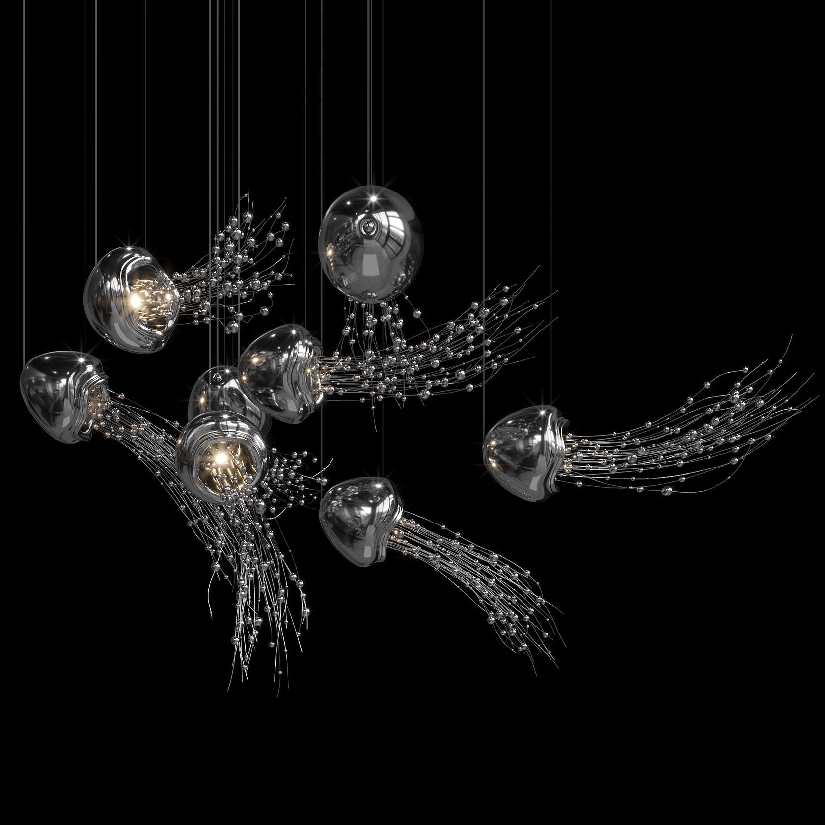 White Jellyfish Trio Chandelier