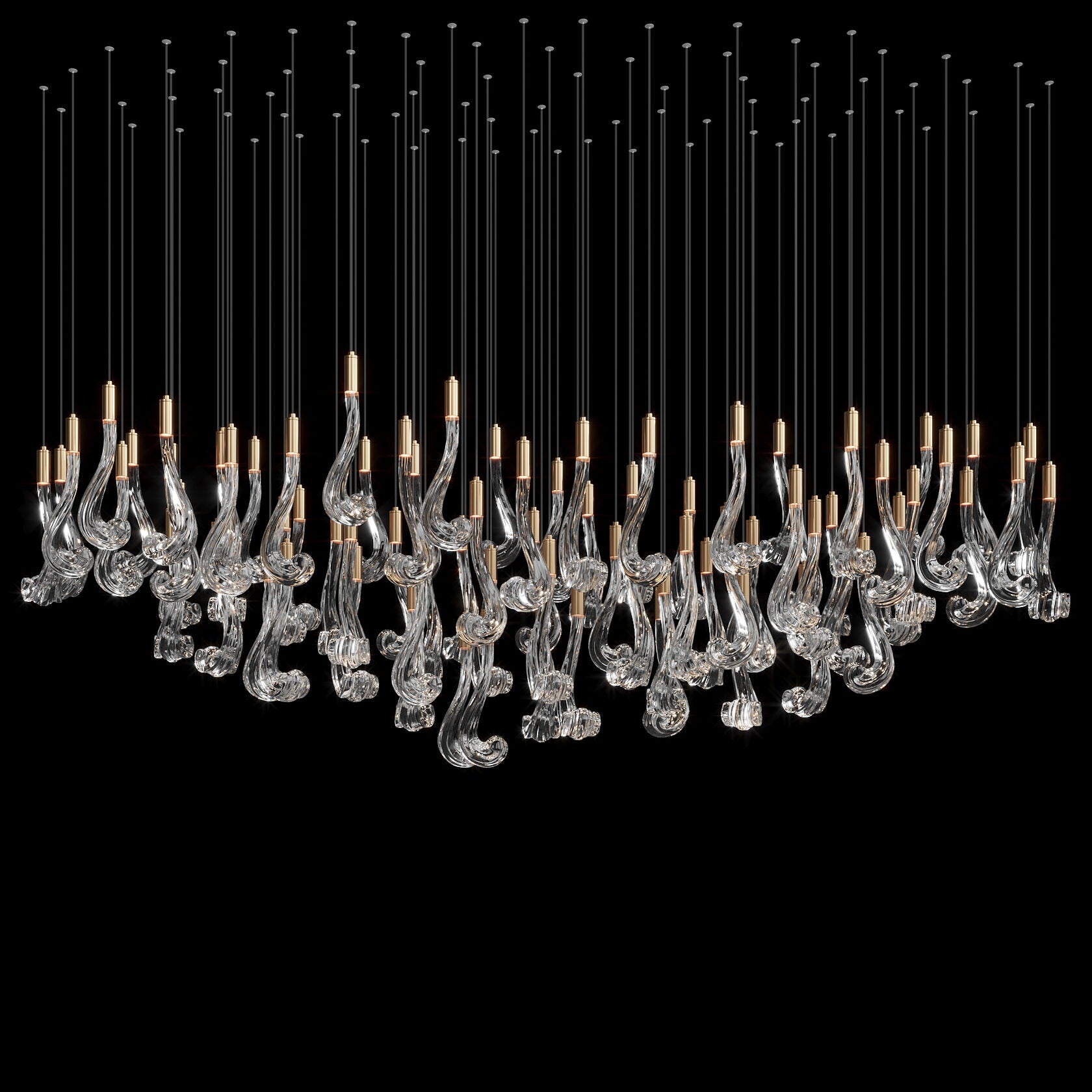 Crystal Scroll Cascade Chandelier