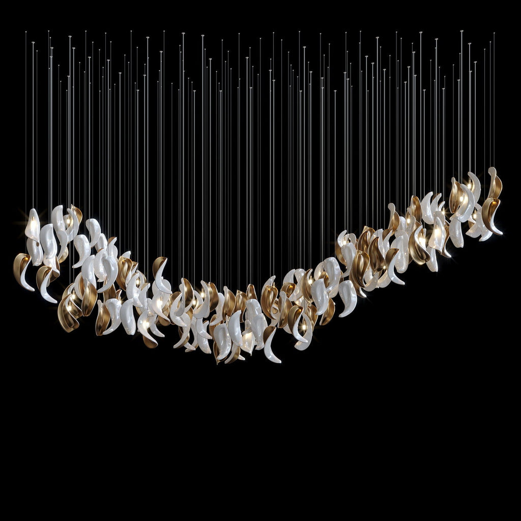 White Crescent Cascade Chandelier