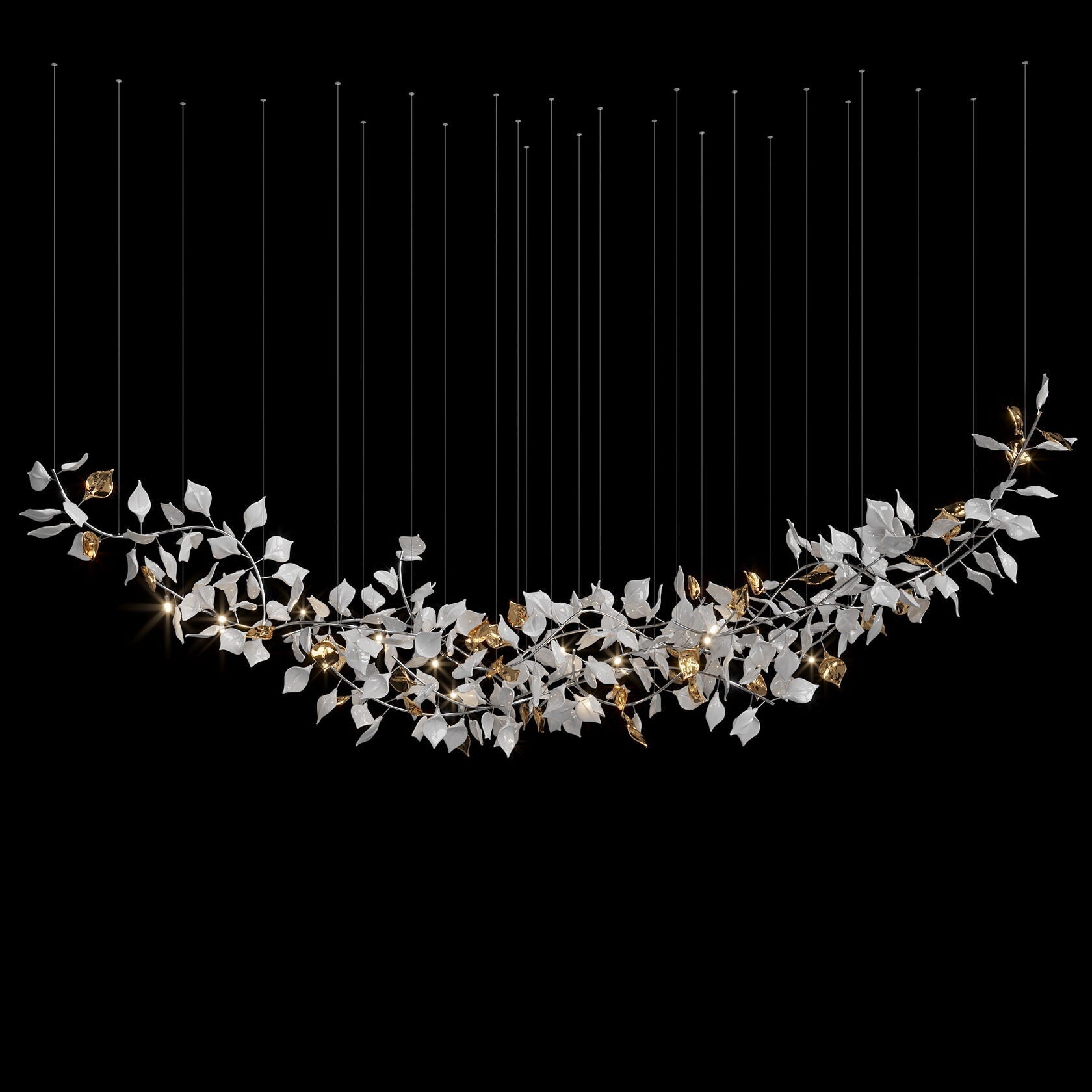 White Leaf Branch Chandelier