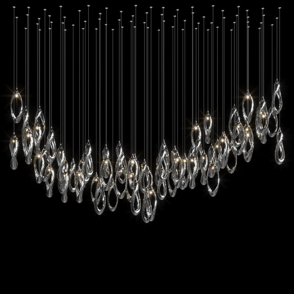 White Ribbon Loop Chandelier