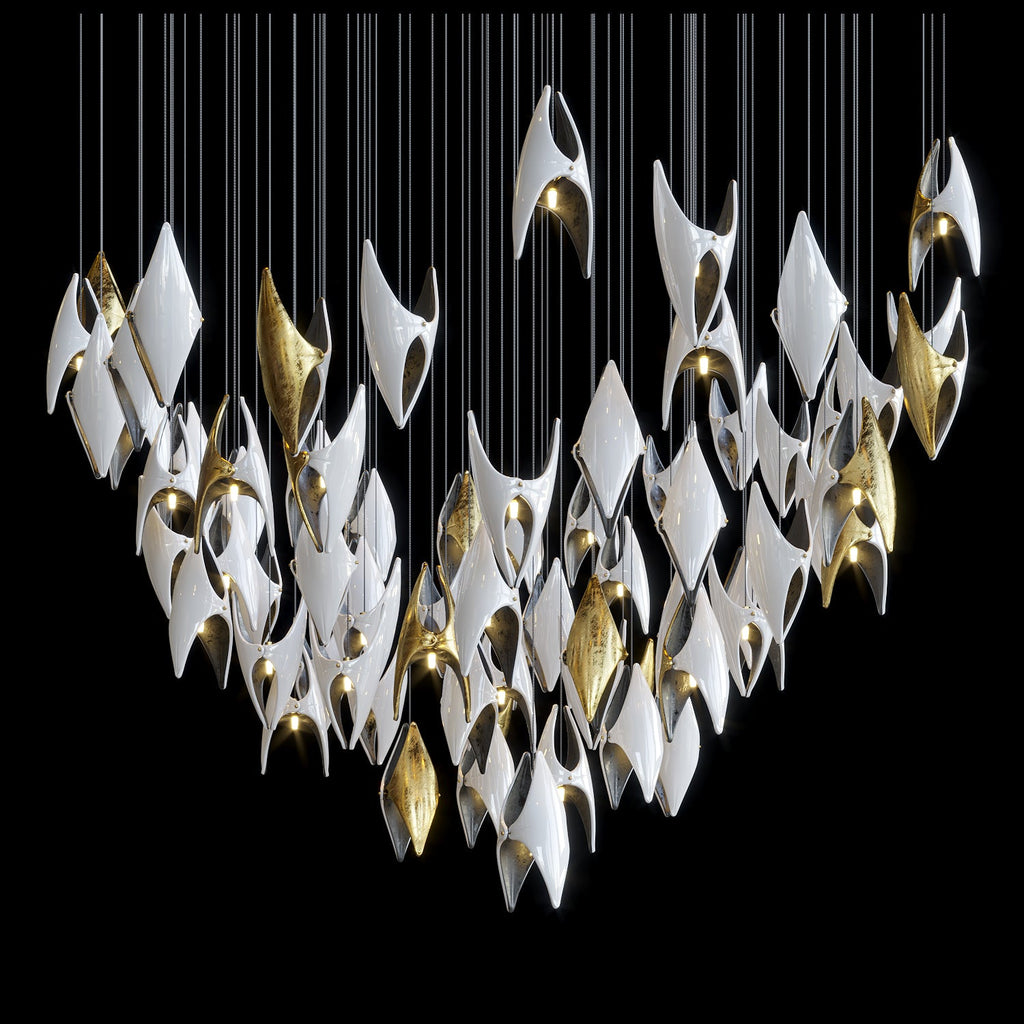 White Gold Diamond Cascade Chandelier