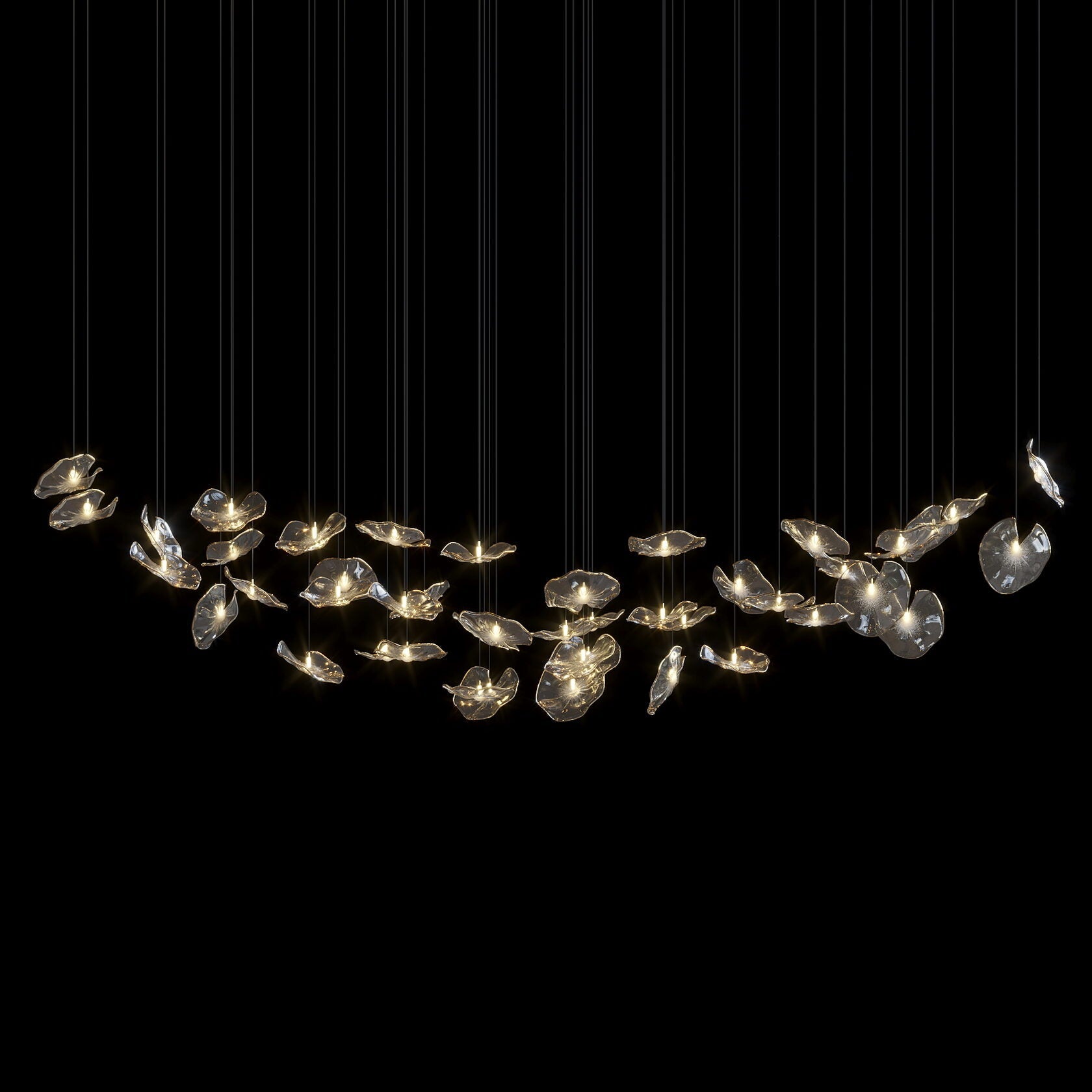 Smoke Glass Lily Cluster Chandelier