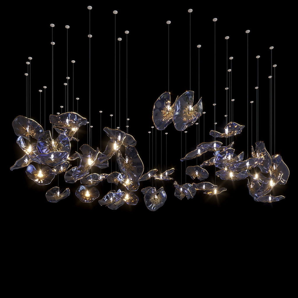 Smoke Glass Lily Cluster Chandelier