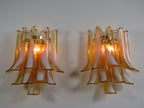Murano Wall Lamp | 10 Caramel-Coloured Petal Glass | Set of 2