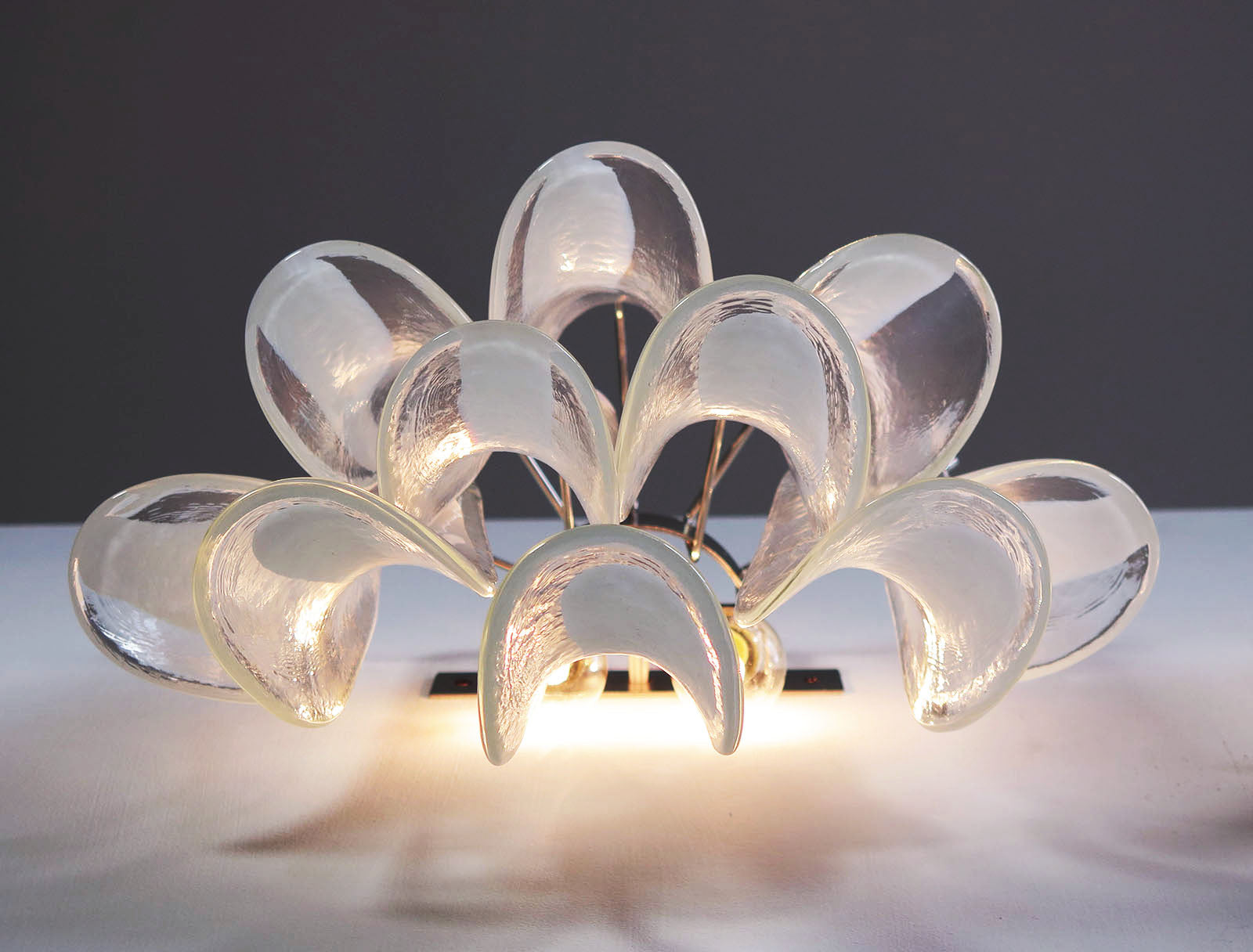 Murano Wall Lamp | 10 White Petal Glass | Set of 2