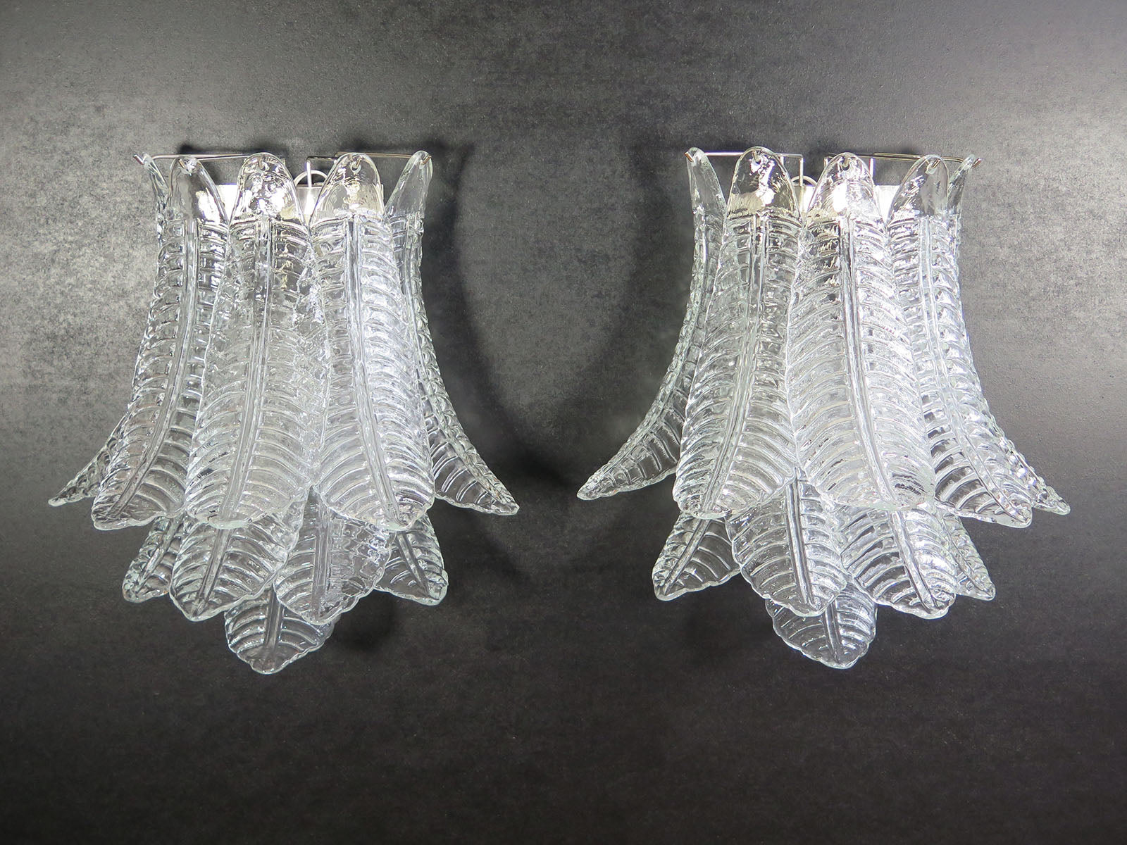 Murano Wall Lamp | 10 Clear Felci Glass | Set of 2