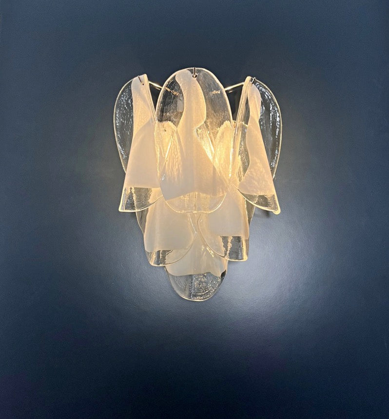 Murano Wall Lamp | 12 Clear White Rondini Glass | Set of 2