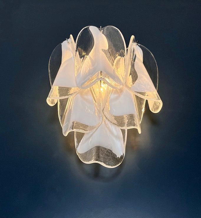 Murano Wall Lamp | 12 Clear White Rondini Glass | Set of 2