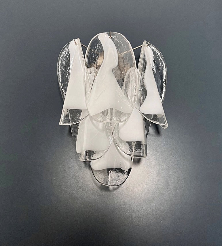 Murano Wall Lamp | 12 Clear White Rondini Glass | Set of 2