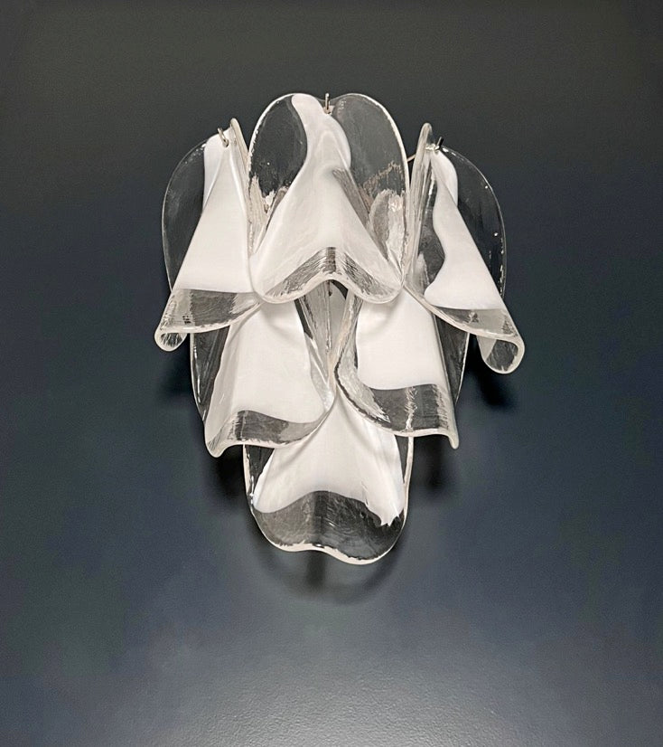 Murano Wall Lamp | 12 Clear White Rondini Glass | Set of 2