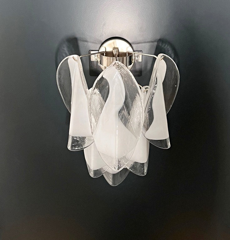 Murano Wall Lamp | 12 Clear White Rondini Glass | Set of 2
