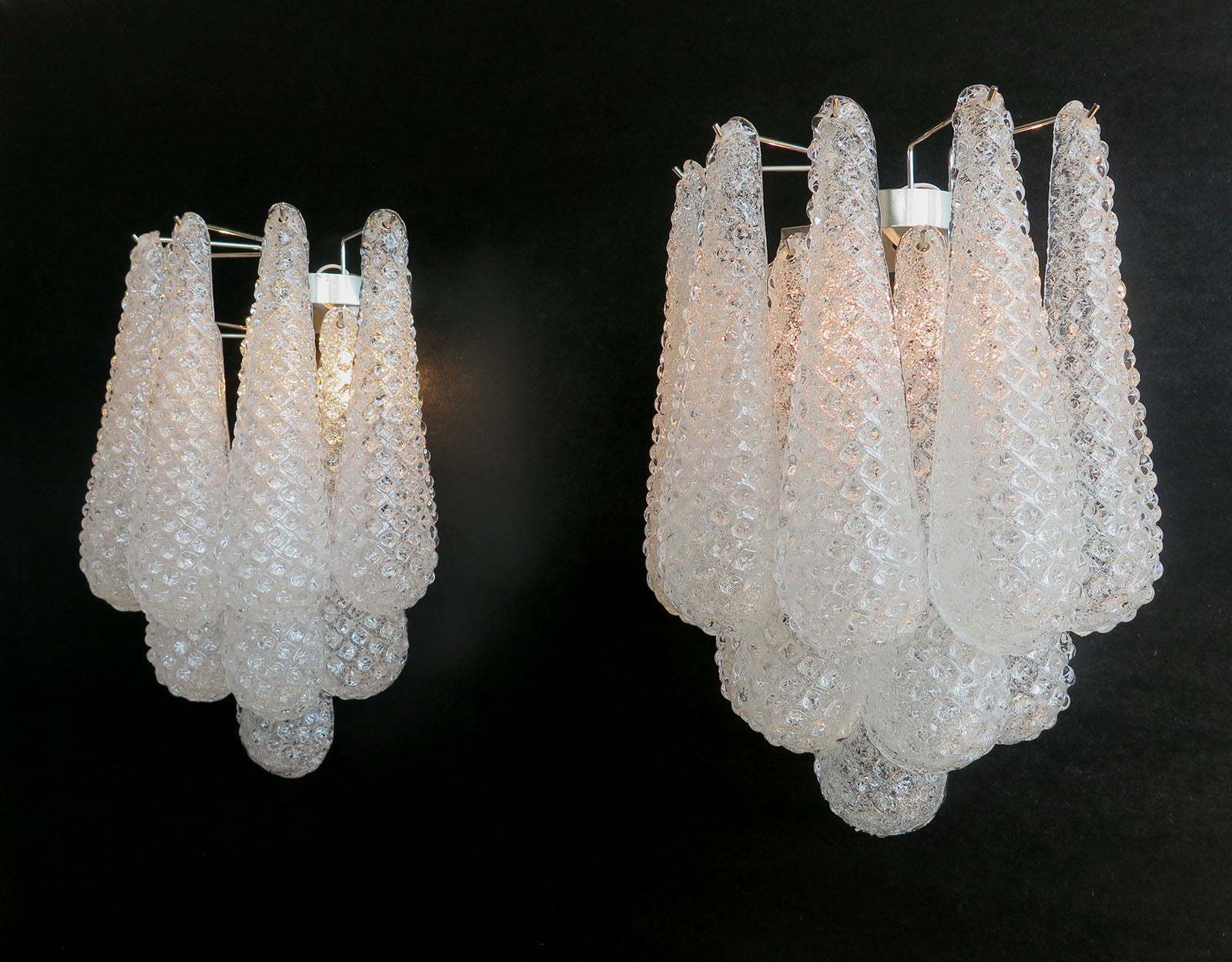 Murano Wall Lamp | 10 Clear Drop Glass | Set of 2