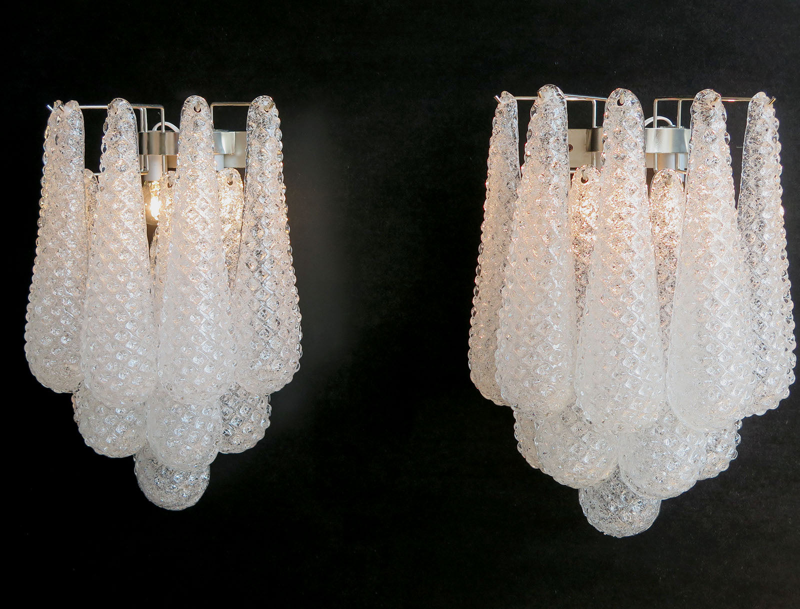 Murano Wall Lamp | 10 Clear Drop Glass | Set of 2