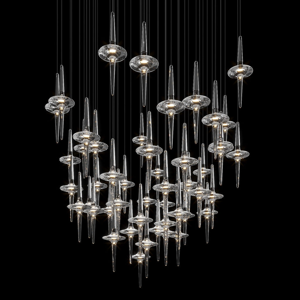 Crystal Icicle Saucer Chandelier