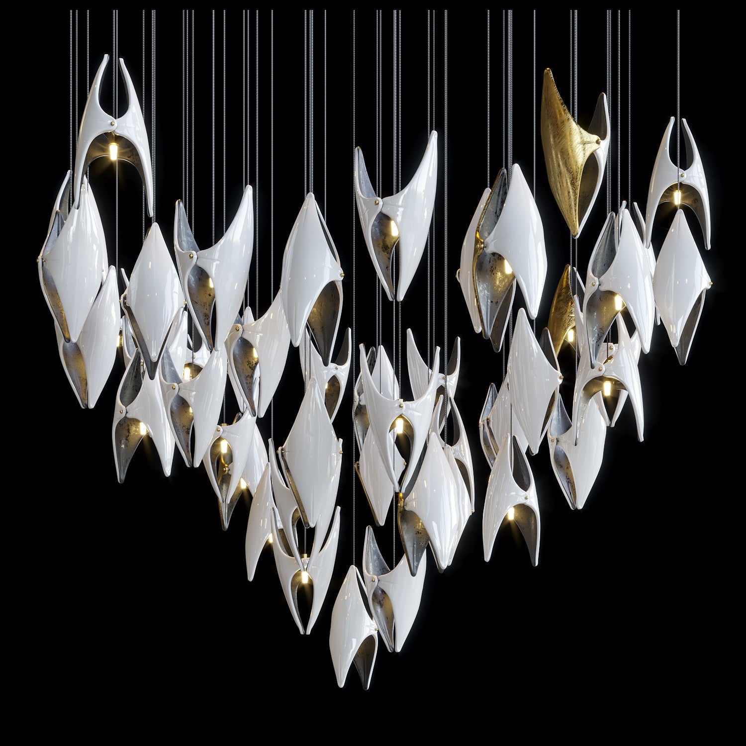White Gold Diamond Cascade Chandelier