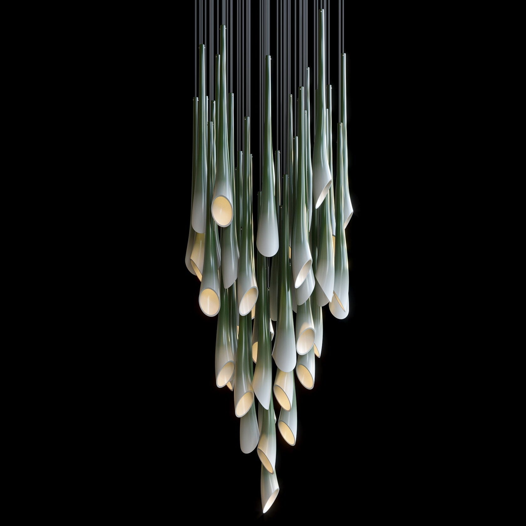 Green Trumpet Cluster Chandelier